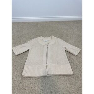 Banana Republic Cardigan Sweater Womens Small Beige Knit Short Sleeve Wool Blend